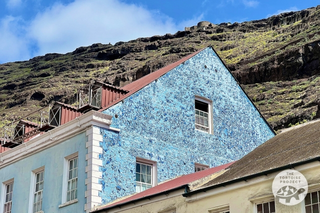 Jamestown, Saint Helena. Blue and blue, against blue. Jamestown, Saint Helena. Blue and blue, against blue.