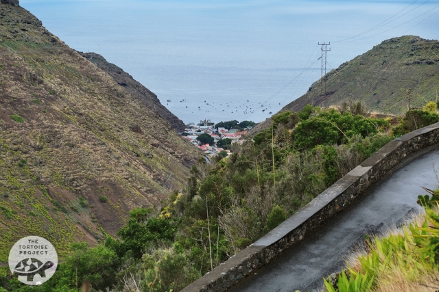 Saint Helena. A look into Jamestown from the switchback road above. Saint Helena. A look into Jamestown from the switchback road above.