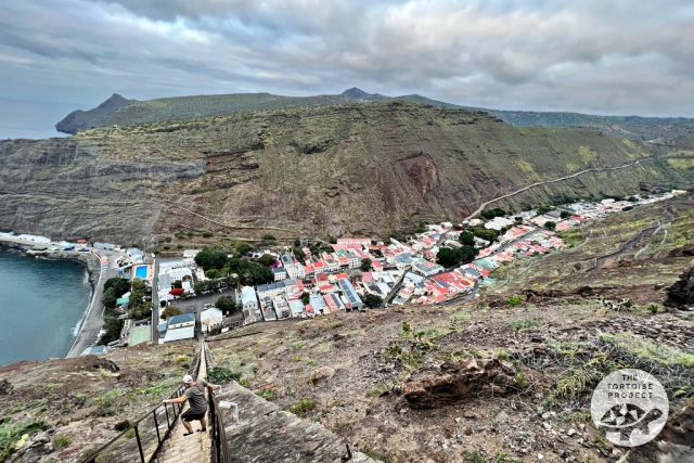 Saint Helena. Jacobs Ladder, with Jamestown below. Saint Helena. Jacobs Ladder, with Jamestown below.