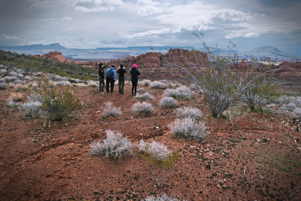 To the east, an amazing outcropping of sedimentary rocks lies between us and the high mesa beyond where St. George's original municipal airport (now decommissioned) was built.