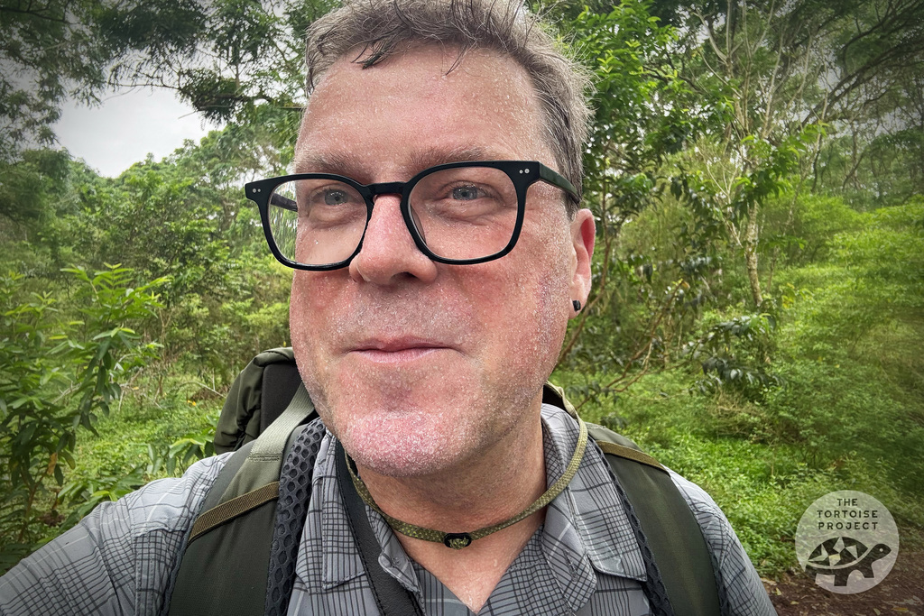 Kevin Gepford &mdash; very sweaty from a difficult hike in the heat of Santa Cruz island, Gal&aacute;pagos.