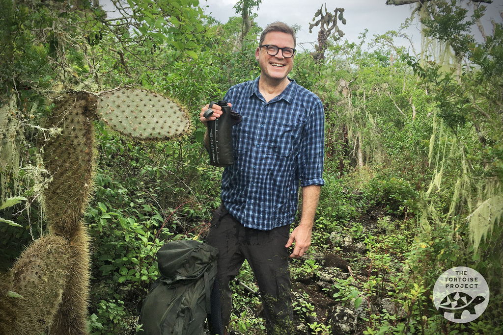 Kevin Gepford &mdash; very sweaty from a difficult hike in the heat of Santa Cruz island, Gal&aacute;pagos.